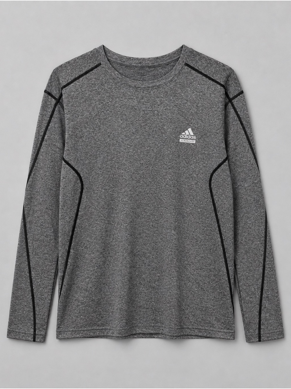 adidas Men’s Long-Sleeve Heather Gray Athletic Tee